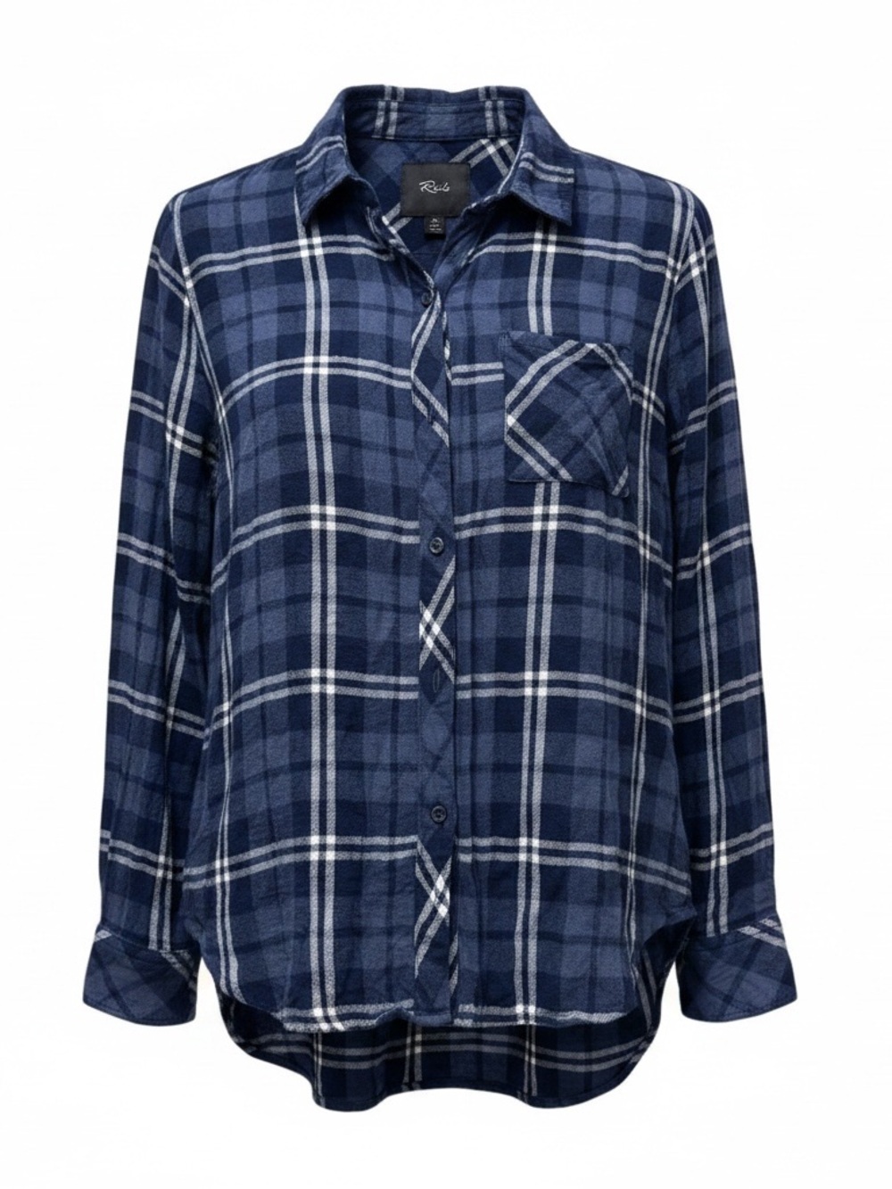 Rails Hunter Pacific White Silver Plaid Blue Metallic Button Front Shirt Sz M